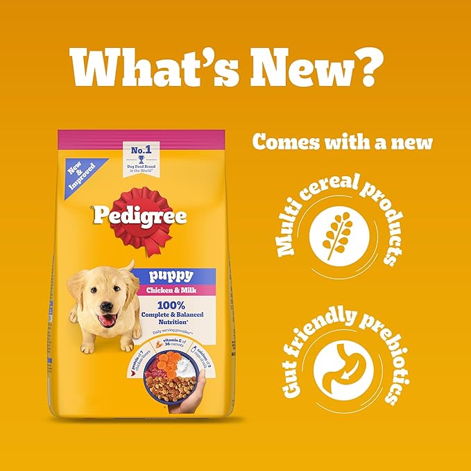 Pedigree Puppy Dry Dog Food, Chicken & Milk, 2.8kg,