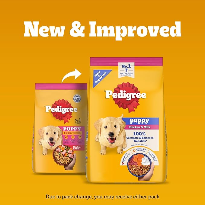 Pedigree Puppy Dry Dog Food, Chicken & Milk, 2.8kg,